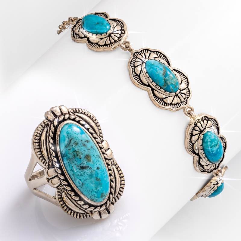 Sky Stone Turquoise Ring & Bracelet Set